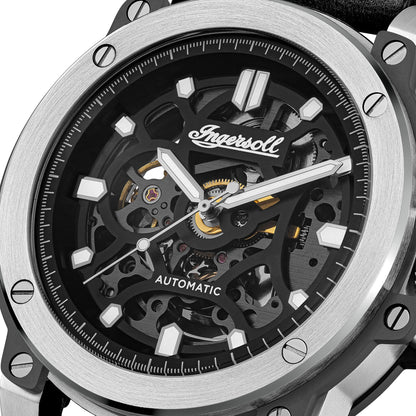 Ingersoll The Freestyle Automatic Black Leather Strap Watch-PEROZ Accessories