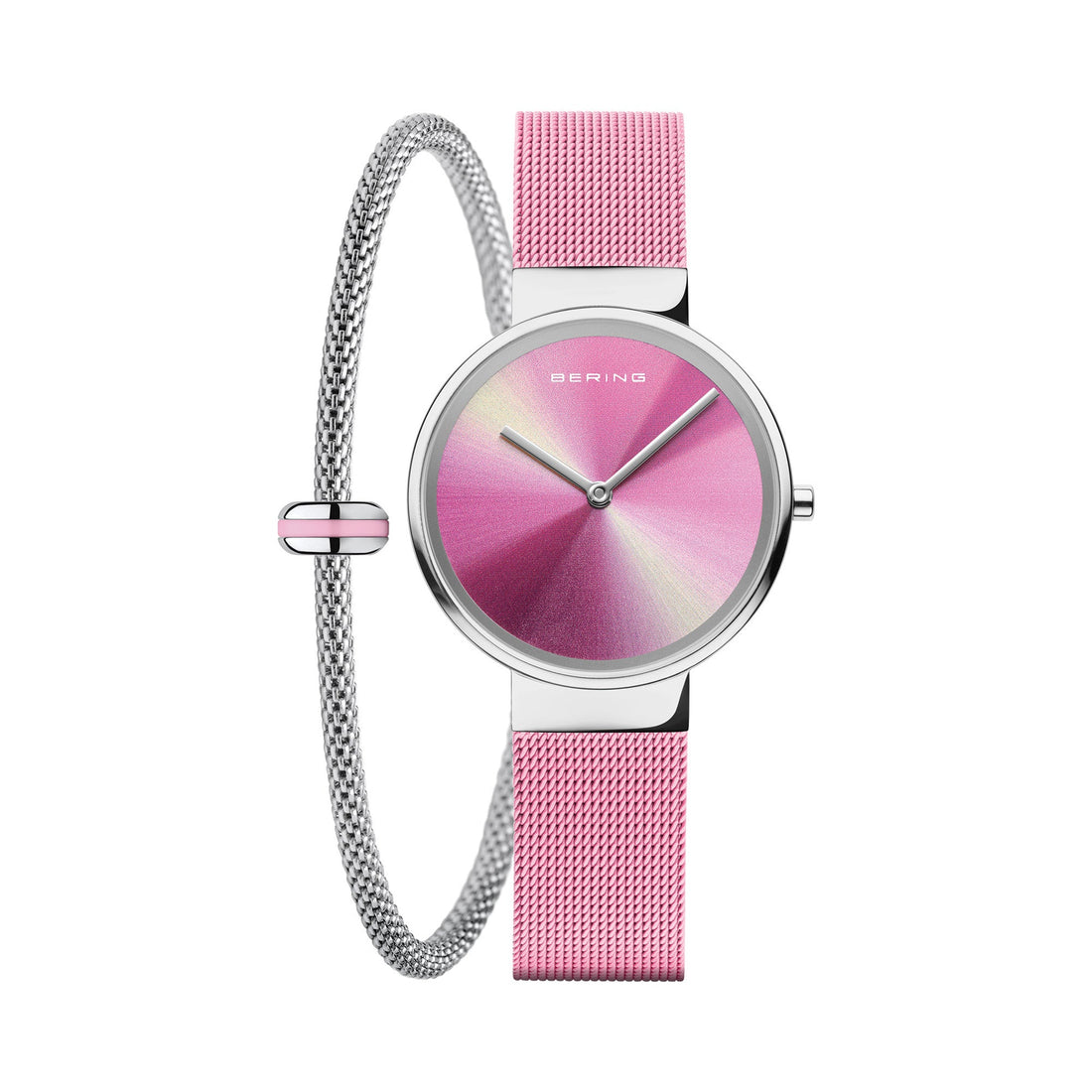 Bering Aurora Borealis Gift Set 31mm Pink Milanese Strap with Matching Bracelet Watch-PEROZ Accessories