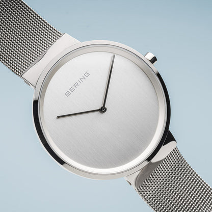 Bering Classic Polished Silver 39mm Milanese Strap-PEROZ Accessories