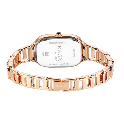 Titan Raga Chic Quartz Analogue Black Dial Rose Gold Metal Strap Watch for Women-PEROZ Accessories