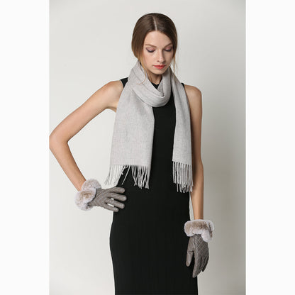 Ugg 100% Wool Scarf Grey-Scarves-PEROZ Accessories