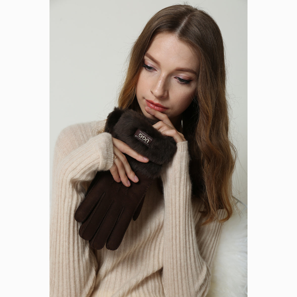 Ugg Sheepskin Double Cuff Glove-Gloves-PEROZ Accessories
