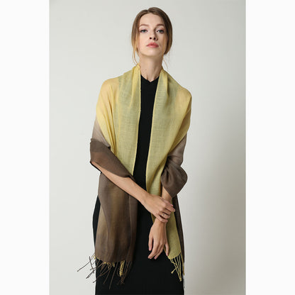 Ugg 100% Merino Wool Tie Dye Scarf Lemon and Brown-Scarves-PEROZ Accessories