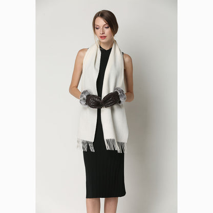 Ugg Cashmere &amp; Wool Scarf Off White-Scarves-PEROZ Accessories