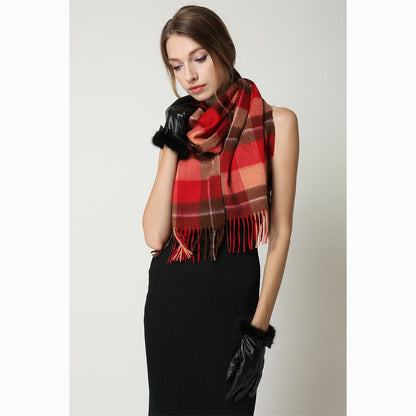 Ugg 100% Wool Scarf Check Red and Brown-Scarves-PEROZ Accessories