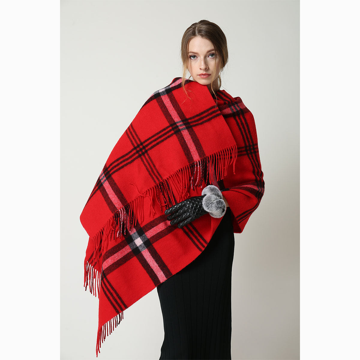 Ugg 100% Australian Merino Wool Reversible Wrap Red-Wrap-PEROZ Accessories
