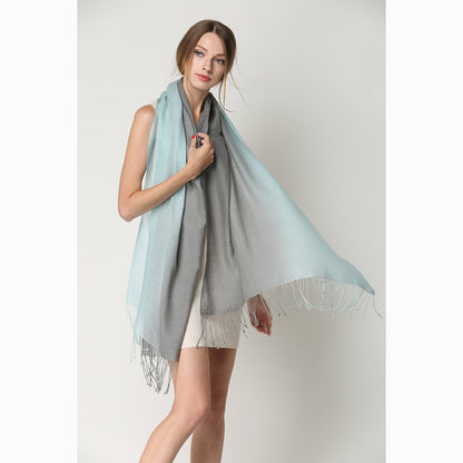 Ugg 100% Merino Wool Tie Dye Scarf Aqua and Grey-Scarves-PEROZ Accessories