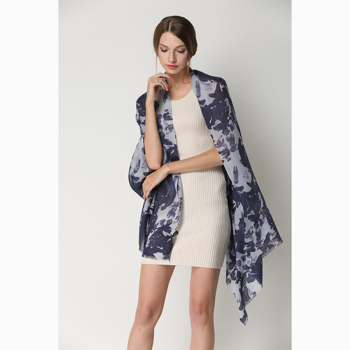 Ugg 100% Australian Merino Wool Scarf White and Grey-Scarves-PEROZ Accessories