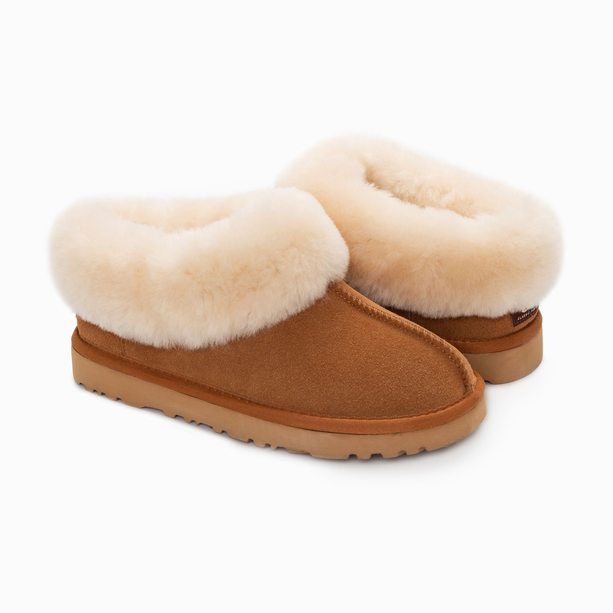 Ugg Slippers Collar Unisex Premium Sheepskin Slippers Suede-Slippers-PEROZ Accessories