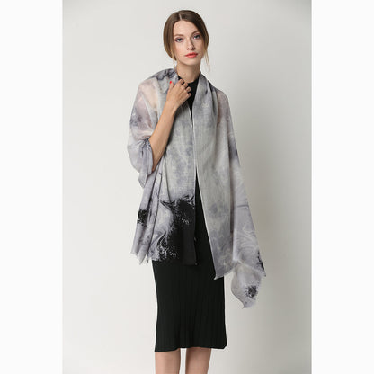 Ugg 100% Australian Merino Wool Scarf Ivory and Black-Scarves-PEROZ Accessories
