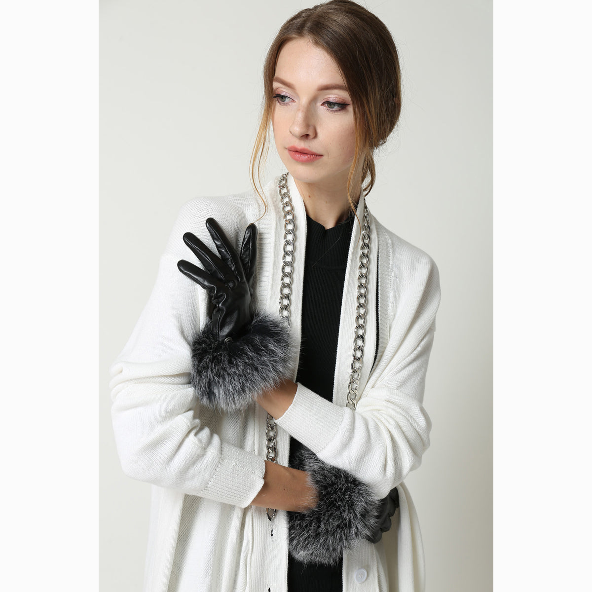 Ugg Touch Screen Fur Glove-Gloves-PEROZ Accessories