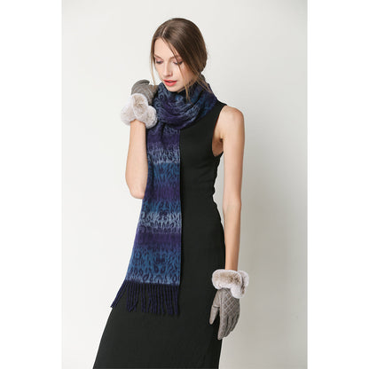 Ugg Cashmere &amp; Wool Scarf Purple and Blue-Scarves-PEROZ Accessories