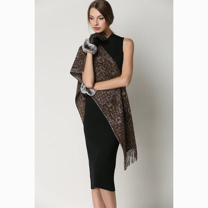 Ugg Cashmere &amp; Wool Scarf Chocolate and Tan-Scarves-PEROZ Accessories