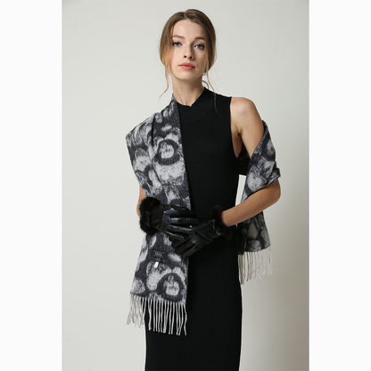 Ugg Cashmere &amp; Wool Scarf Charcoal and Grey-Scarves-PEROZ Accessories