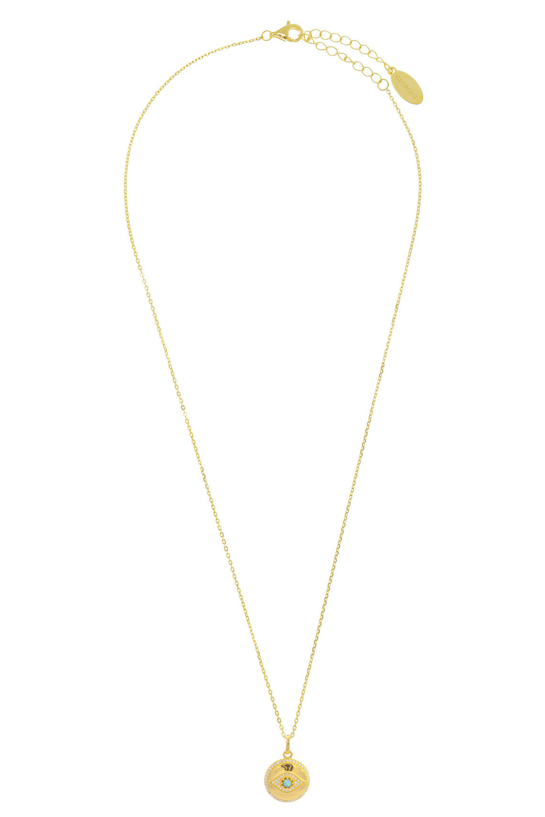 OPAL GLOW BLUE CREATED OPAL EVIL EYE MEDALION GOLD-PEROZ Accessories