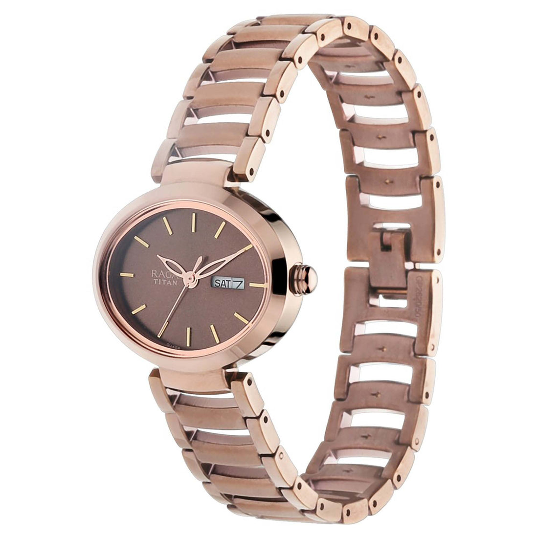 Titan Raga Viva Brown Dial Analogue with Day and Date Metal Strap Watch for Women-PEROZ Accessories