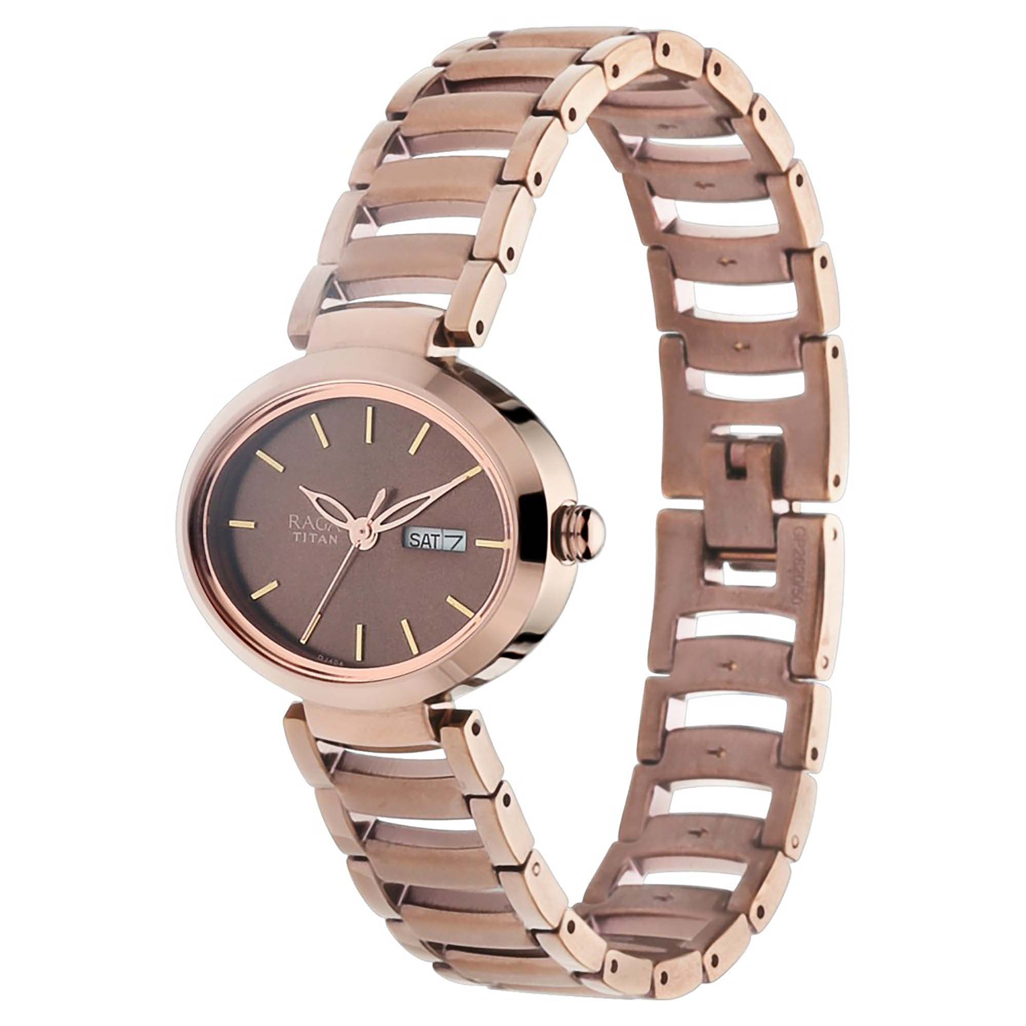 Titan Raga Viva Brown Dial Analogue with Day and Date Metal Strap Watch for Women-PEROZ Accessories