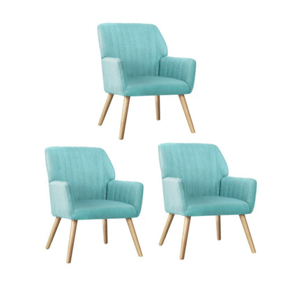 Oikiture 3x Armchair Lounge Sofa Chair Fabric Blue-Armchair-PEROZ Accessories