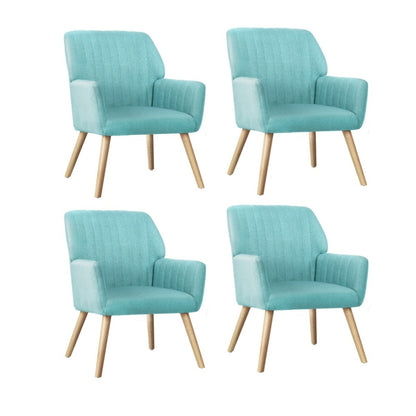 Oikiture 4x Armchair Lounge Sofa Chair Fabric Blue-Armchair-PEROZ Accessories