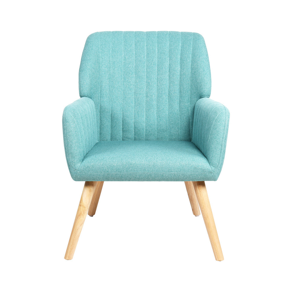 Oikiture 4x Armchair Lounge Sofa Chair Fabric Blue-Armchair-PEROZ Accessories