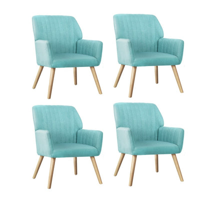 Oikiture 4x Armchair Lounge Sofa Chair Fabric Blue-Armchair-PEROZ Accessories