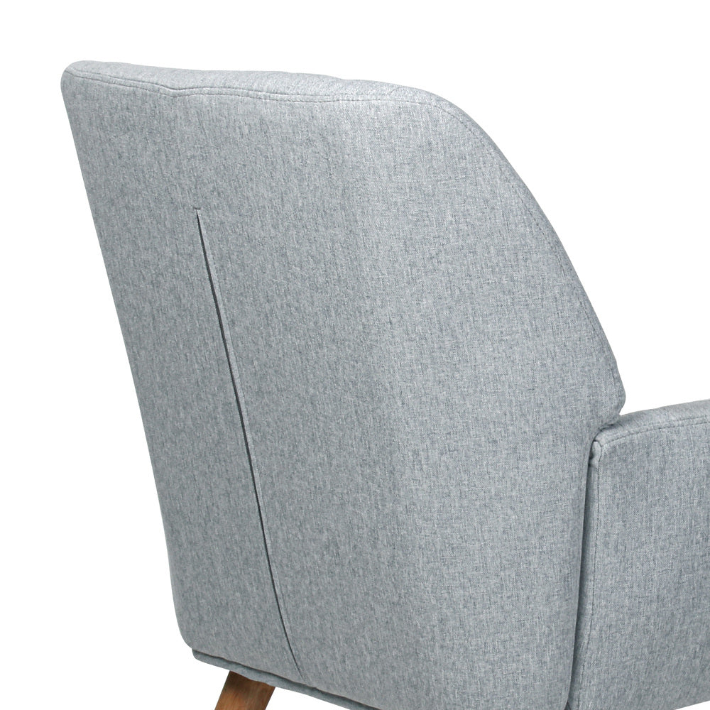 Oikiture Armchair Lounge Sofa Chair Fabric Accent Chairs Armchairs Couches Grey-Armchairs-PEROZ Accessories