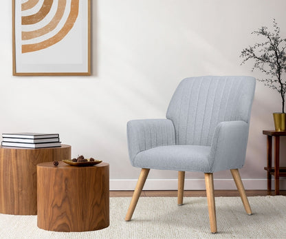 Oikiture Armchair Lounge Sofa Chair Fabric Accent Chairs Armchairs Couches Grey-Armchairs-PEROZ Accessories