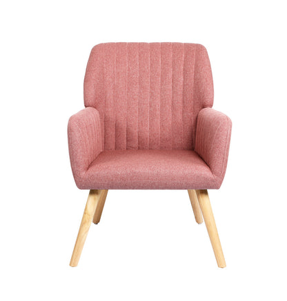 Oikiture Armchair Lounge Sofa Chair Fabric Couches Pink-Armchair-PEROZ Accessories