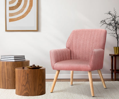 Oikiture Armchair Lounge Sofa Chair Fabric Couches Pink-Armchair-PEROZ Accessories