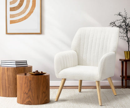 Oikiture Armchair Lounge Sofa Chair Sherpa Couches White-Armchairs-PEROZ Accessories