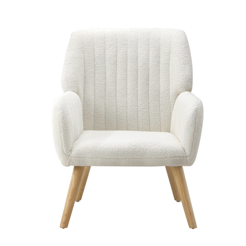 Oikiture 2x Armchair Lounge Sofa Chair Sherpa White-Armchair-PEROZ Accessories