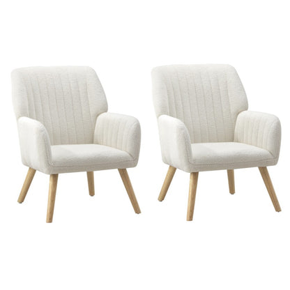 Oikiture 2x Armchair Lounge Sofa Chair Sherpa White-Armchair-PEROZ Accessories