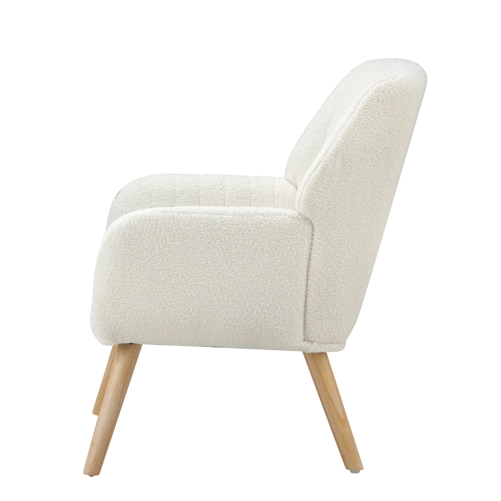 Oikiture 3x Armchair Lounge Sofa Chair Sherpa White-Armchair-PEROZ Accessories