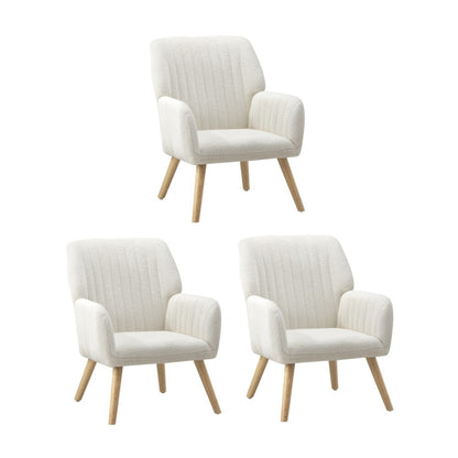 Oikiture 3x Armchair Lounge Sofa Chair Sherpa White-Armchair-PEROZ Accessories
