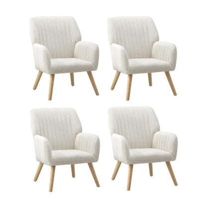 Oikiture 4x Armchair Lounge Sofa Chair Sherpa White-Armchair-PEROZ Accessories