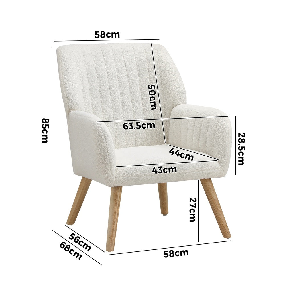 Oikiture 4x Armchair Lounge Sofa Chair Sherpa White-Armchair-PEROZ Accessories