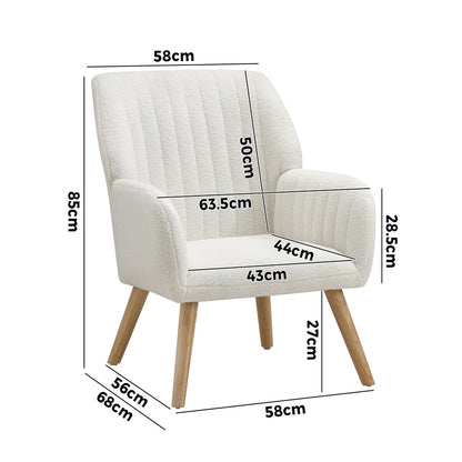 Oikiture 4x Armchair Lounge Sofa Chair Sherpa White-Armchair-PEROZ Accessories