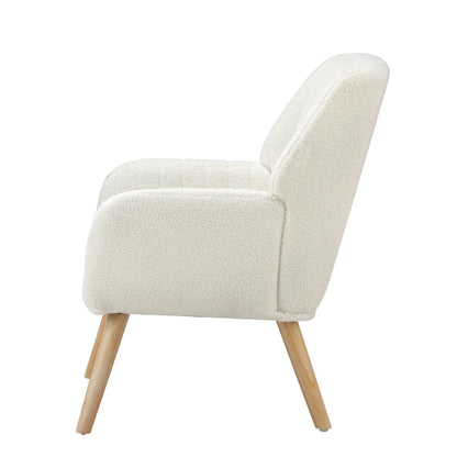 Oikiture 4x Armchair Lounge Sofa Chair Sherpa White-Armchair-PEROZ Accessories