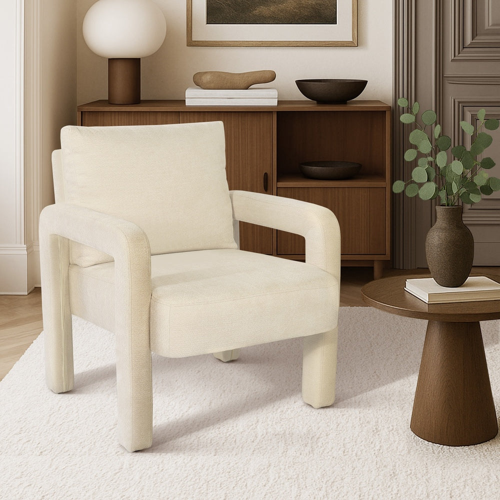 Oikiture Armchair Velvet Chairs 1 Seater Lounge Sofa Chair Beige-Chest of Drawers-PEROZ Accessories