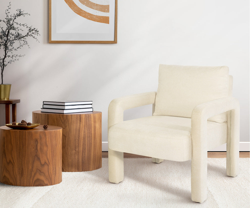 Oikiture Armchair Velvet Chairs 1 Seater Lounge Sofa Chair Beige-Chest of Drawers-PEROZ Accessories