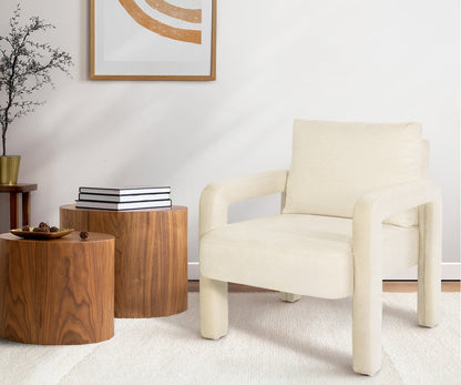 Oikiture Armchair Velvet Chairs 1 Seater Lounge Sofa Chair Beige-Chest of Drawers-PEROZ Accessories