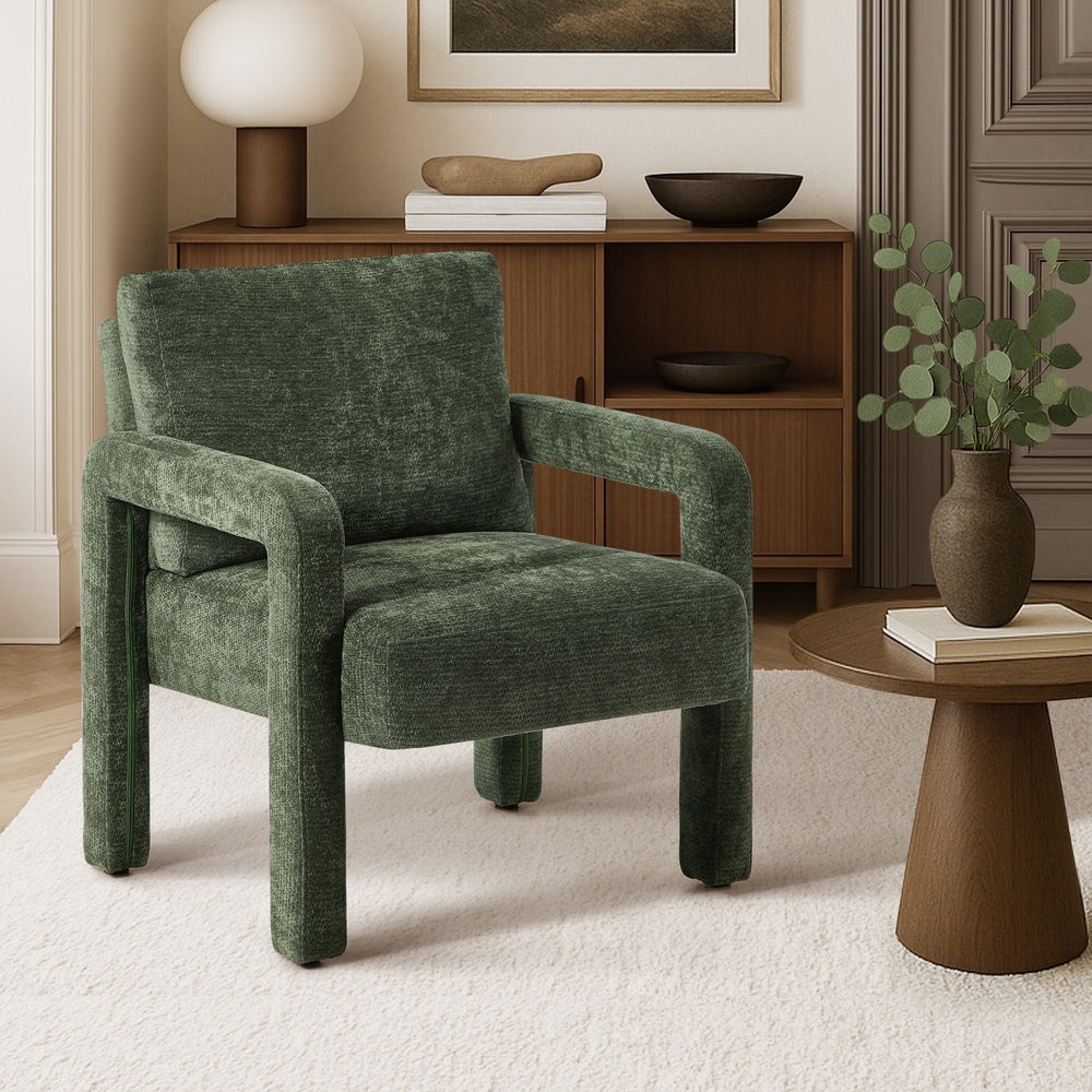 Oikiture Armchair Velvet Chairs 1 Seater Lounge Sofa Chair Green-Chest of Drawers-PEROZ Accessories