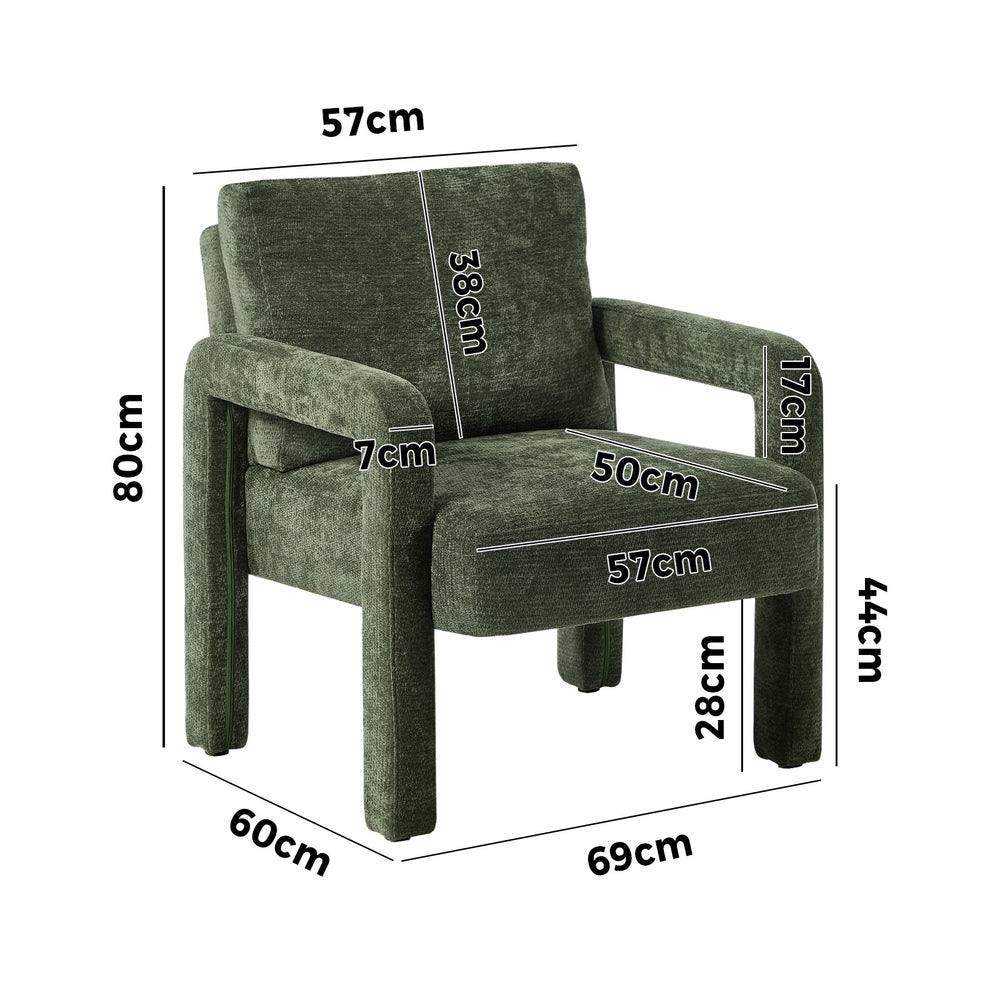 Oikiture Armchair Velvet Chairs 1 Seater Lounge Sofa Chair Green-Chest of Drawers-PEROZ Accessories