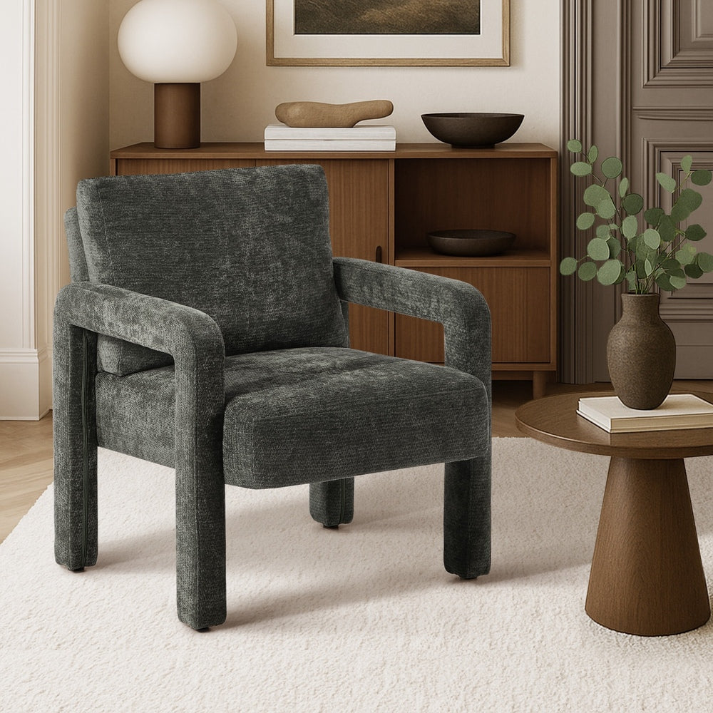 Oikiture Armchair Velvet Accent Chairs 1 Seater Lounge Sofa Chair Grey-Chest of Drawers-PEROZ Accessories