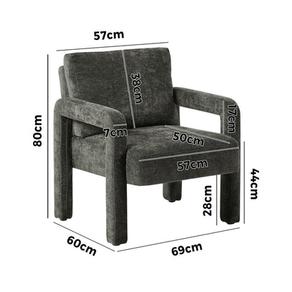 Oikiture Armchair Velvet Accent Chairs 1 Seater Lounge Sofa Chair Grey-Chest of Drawers-PEROZ Accessories