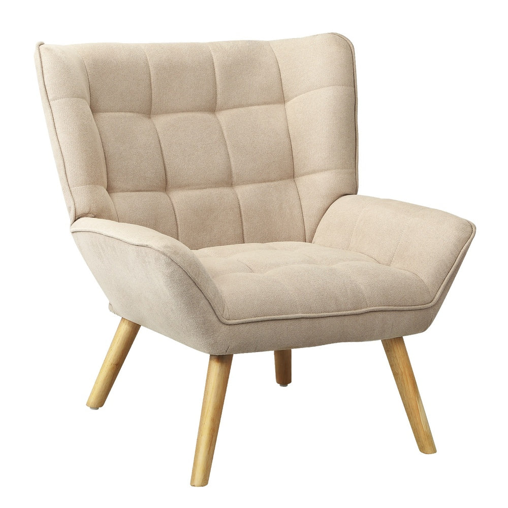 Oikiture Armchair Accent Chairs Sofa Lounge Fabric Upholstered Tub Chair Beige-Armchairs-PEROZ Accessories