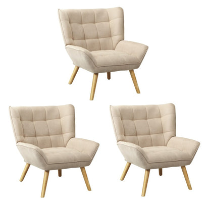 Oikiture 3x Armchair Sofa Lounge Fabric Upholstered Tub Beige-Armchair-PEROZ Accessories