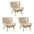 Oikiture 3x Armchair Sofa Lounge Fabric Upholstered Tub Beige-Armchair-PEROZ Accessories
