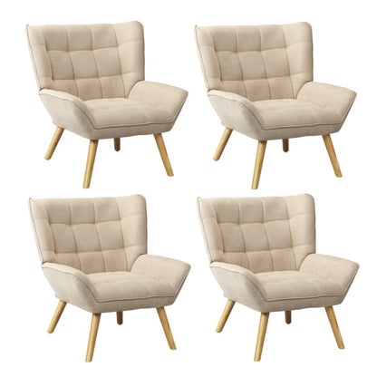 Oikiture 4x Armchair Sofa Lounge Fabric Upholstered Tub Beige-Armchair-PEROZ Accessories