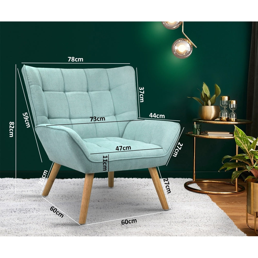 Oikiture Armchair Accent Chairs Sofa Lounge Fabric Upholstered Tub Chair Blue-Armchairs-PEROZ Accessories